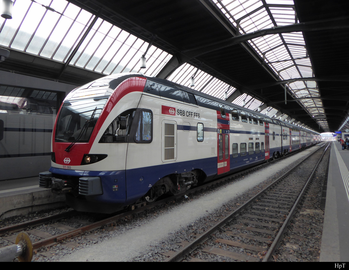 SBB - Triebzug RABe 511 053 in HB Zürich am 29.02.2020