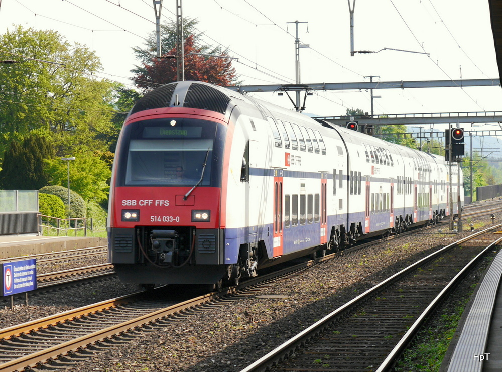 SBB - Triebzug RABe 514 033-0 unterwegs als Dienstzug am 25.04.2014