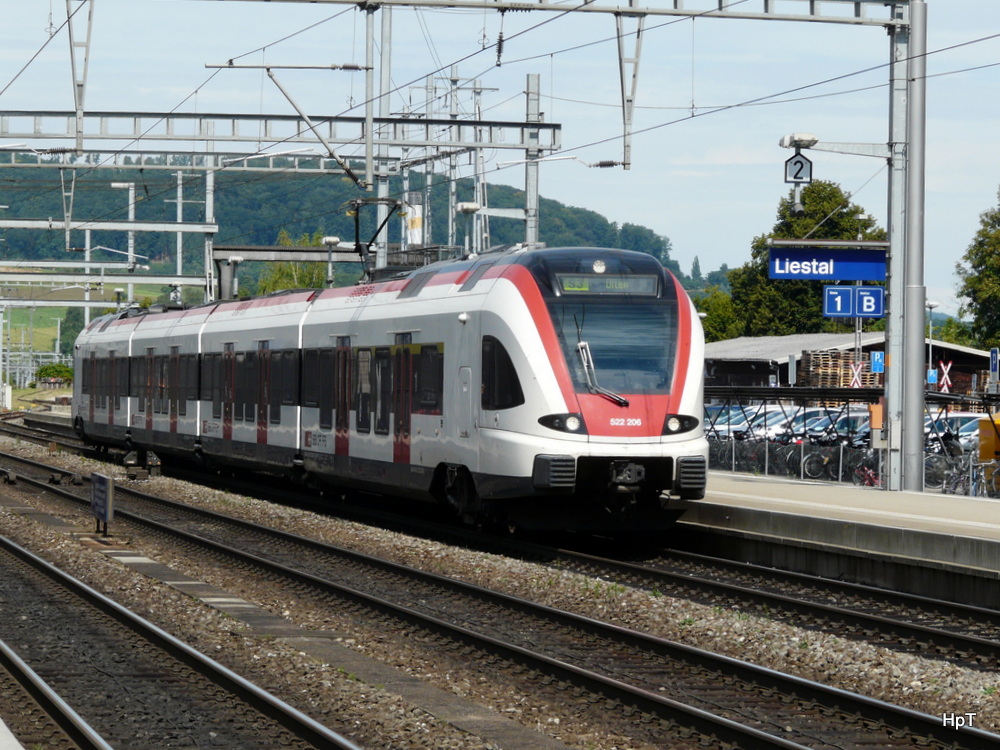 SBB - Triebzug RABe 522 206-7 im Bahnhof Liestal am 18.08.2013