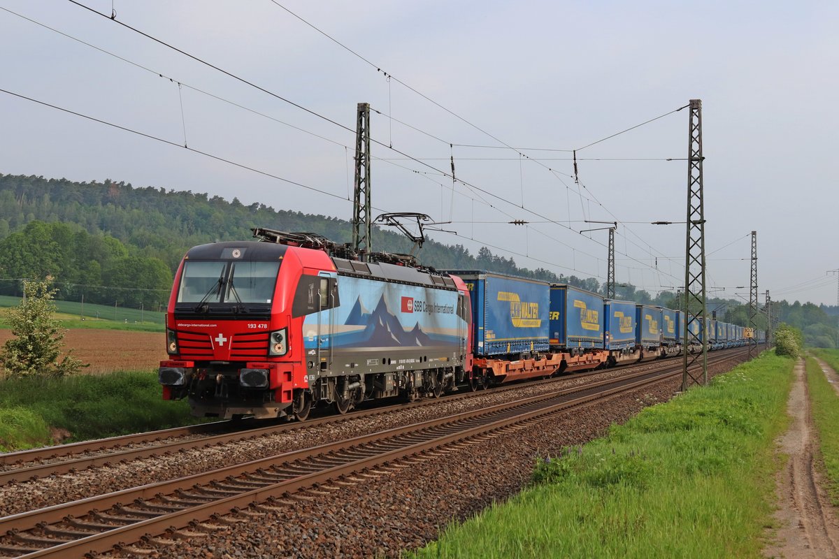 SBBC 193 478  Gottardo  mit DGS 43717 Lübeck Skandinavienkai - Novara Boschetto aufgenommen in Kerzell. 24.05.2019
