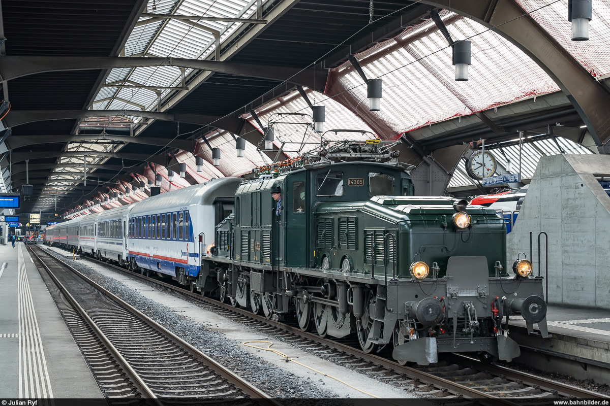 SBBH Ce 6/8 III / Leermaterialzug Zürich HB - Zürich Herdern / Zürich HB, 26. September 2021<br>
Einsatz des Krokodils aus Anlass der Pensionierung eines Lokführers