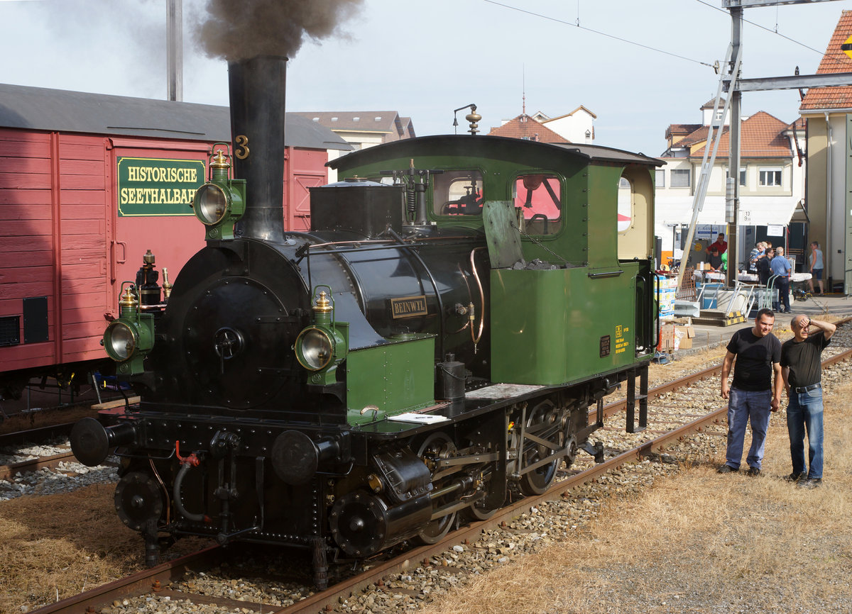 SBB/HSTB: Remisenfest des Vereins Historische Seethalbahn vom 3. September 2016.
Ed 3/3 Beinwil während den letzten Vorbereitungsarbeiten vor der Remise Hochdorf.
Foto: Walter Ruetsch
