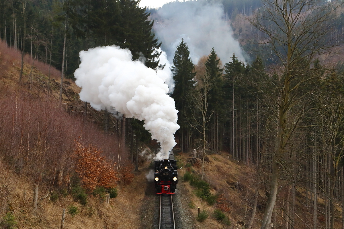 Scheinanfahrt von 99 5901 mit IG HSB-Sonder-PmG am Vormittag des 26.02.2017 am Thumkuhlentunnel. (Bild 1)