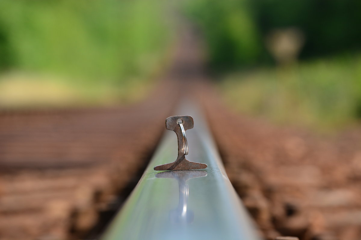 Schienen gibt es in allerlei Größen und gab es in allerlei Formen. Hier sieht man ein kleines Schienenprofil von einer 100ahre alten Svhiene einer Minenbahn aus den USA auf einem Schienenkopf einer S54 Schiene. Der Größenunterschied ist doch schon beachtlich. Bild wurde an einem Bahnübergang gemacht.

Hüttenrode 08.08.2018