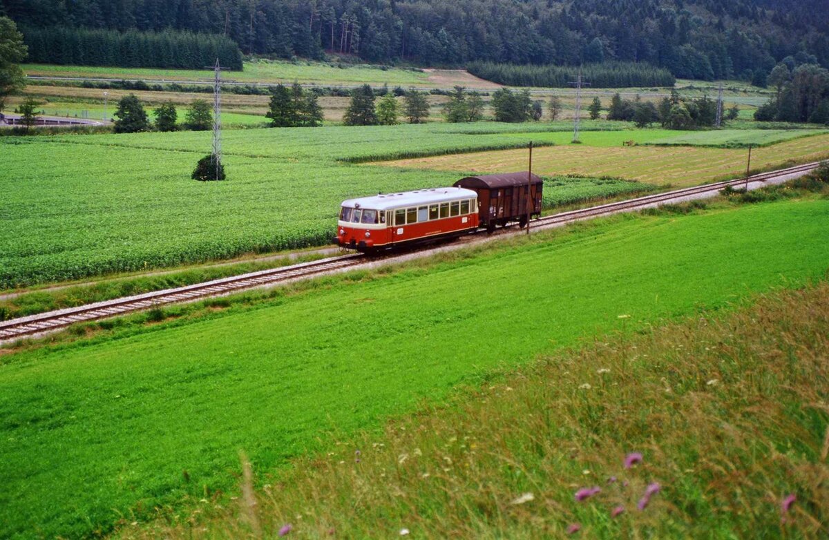 Schienenbuszug auf der Hohenzollerischen Landesbahn, 29.10.1984