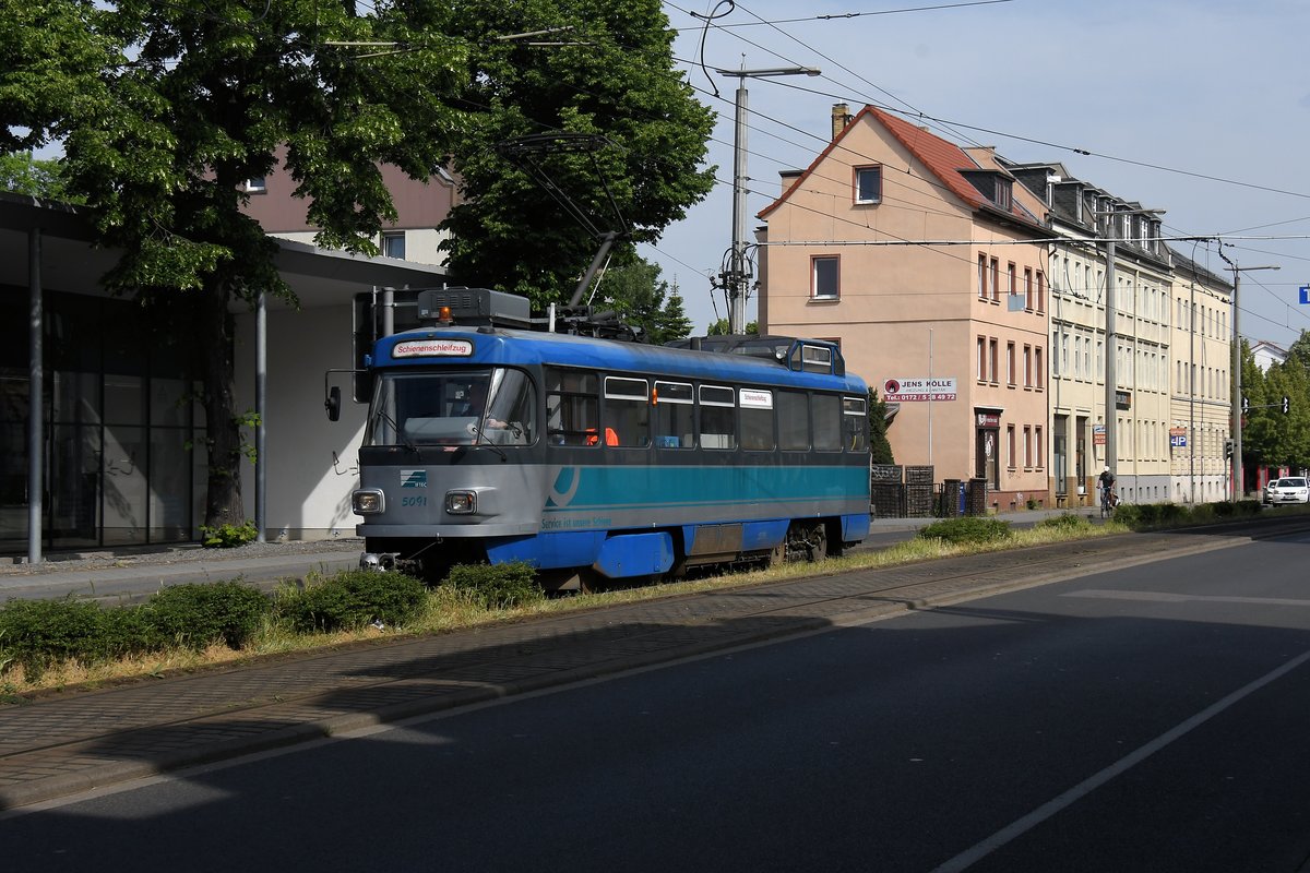 Schleifwagen 5091 am 15.05.18 in der Delitzscher Straße/Leipzig