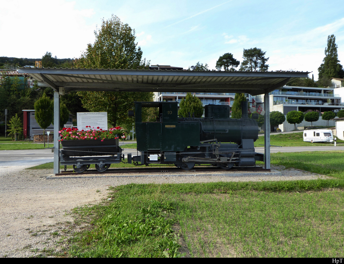 Schmalspur Dampflok AUENSTEIN beim Sportplatz in Auenstein am 05.09.2020