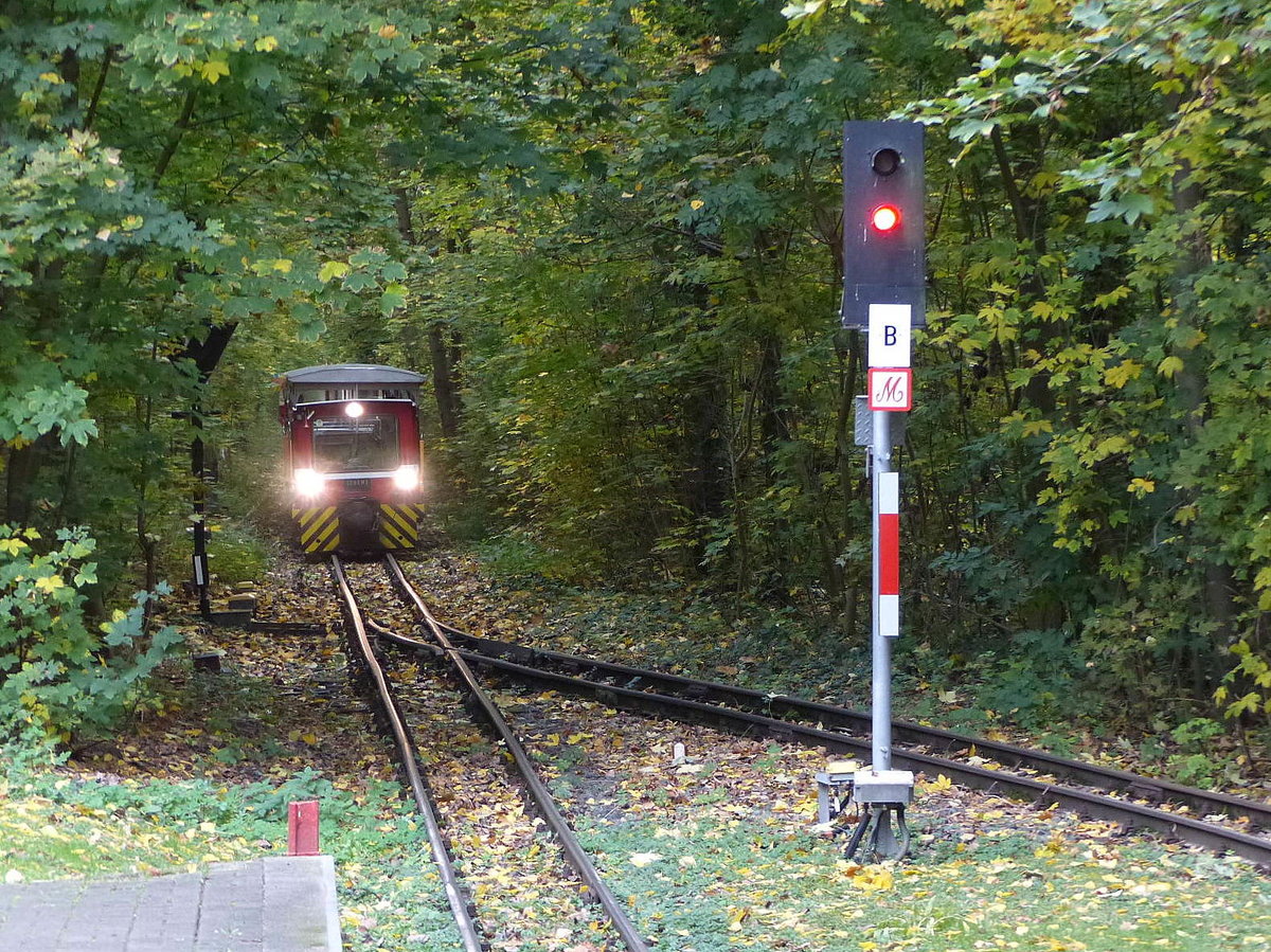 Schöma CHL 40G  Krumbholz Liese  mit einem Zug vom Bf Paradies, am 23.10.2020 kurz vor dem Zielbahnhof Rosenhag.