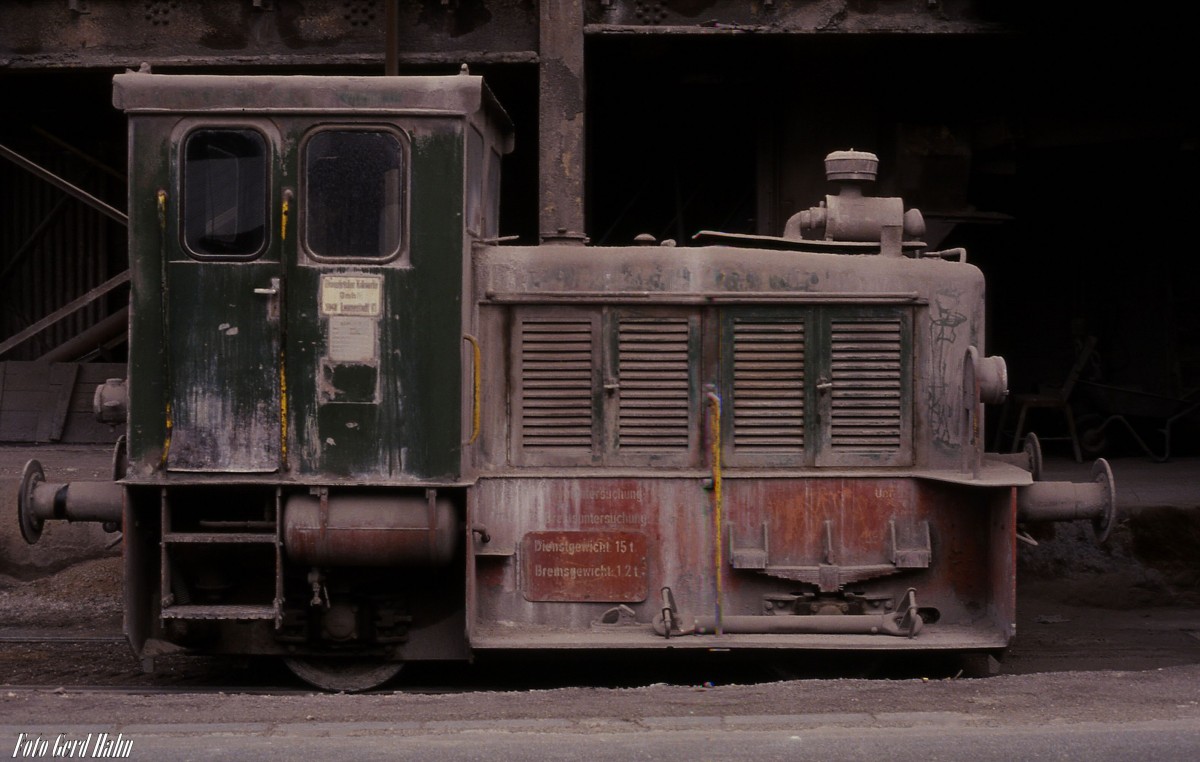 Schöma Diesellok Werklok 2 der Grevenbrücker Kalkwerke am 4.10.1988 in Grevenbrück.
