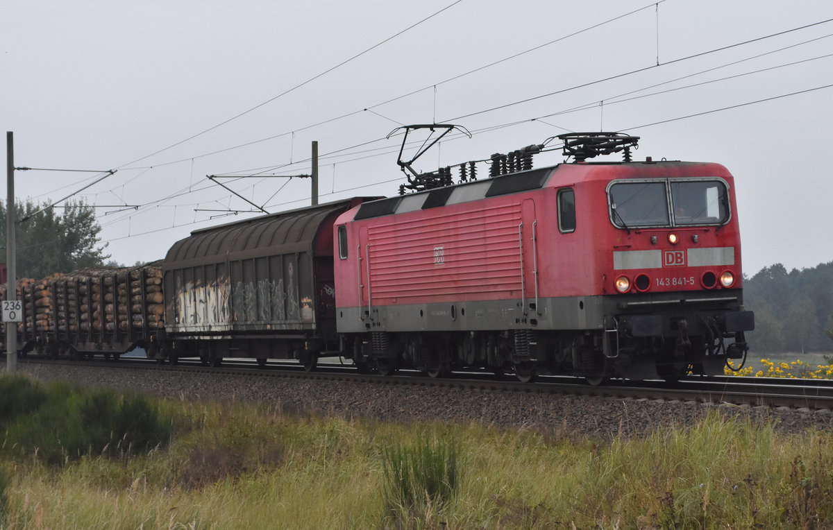 Schön diese BR 143 841-5 noch im Einsatz für die Deutsche Bahn zu sehen. Unterwegs in Richtung Hagenower Land. Circa 3km östlich von Büchen 28.09.2017