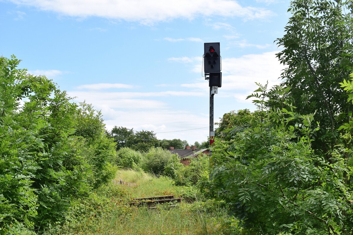Schon lange zeigt das Signal 04H das Einfahrsignal Bretleben aus Bad Frankenhausen kommend Halt. 2006 wurde der Verkehr nach Sondershausen eingestellt und anschließend wurde die Strecke 2008 stillgelegt. Ab Bad Frankenhausen ist die Strecke bis Sondershausen abgebaut. 

Bretleben 16.08.2021