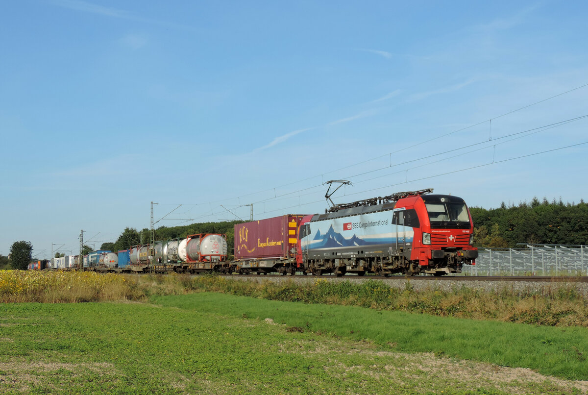 Schutterwald - 01/10/2021 : SBB 193 465 mit einem KLV fährt in Richtung Süden.