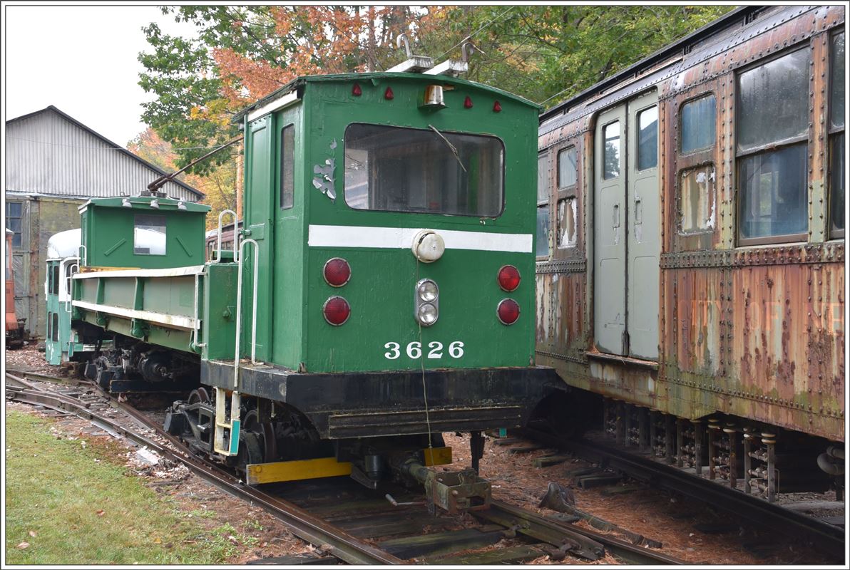 Seashore Trolley Museum Kennebunkport/Maine. Arbeitswagen 3626. (15.10.2017)