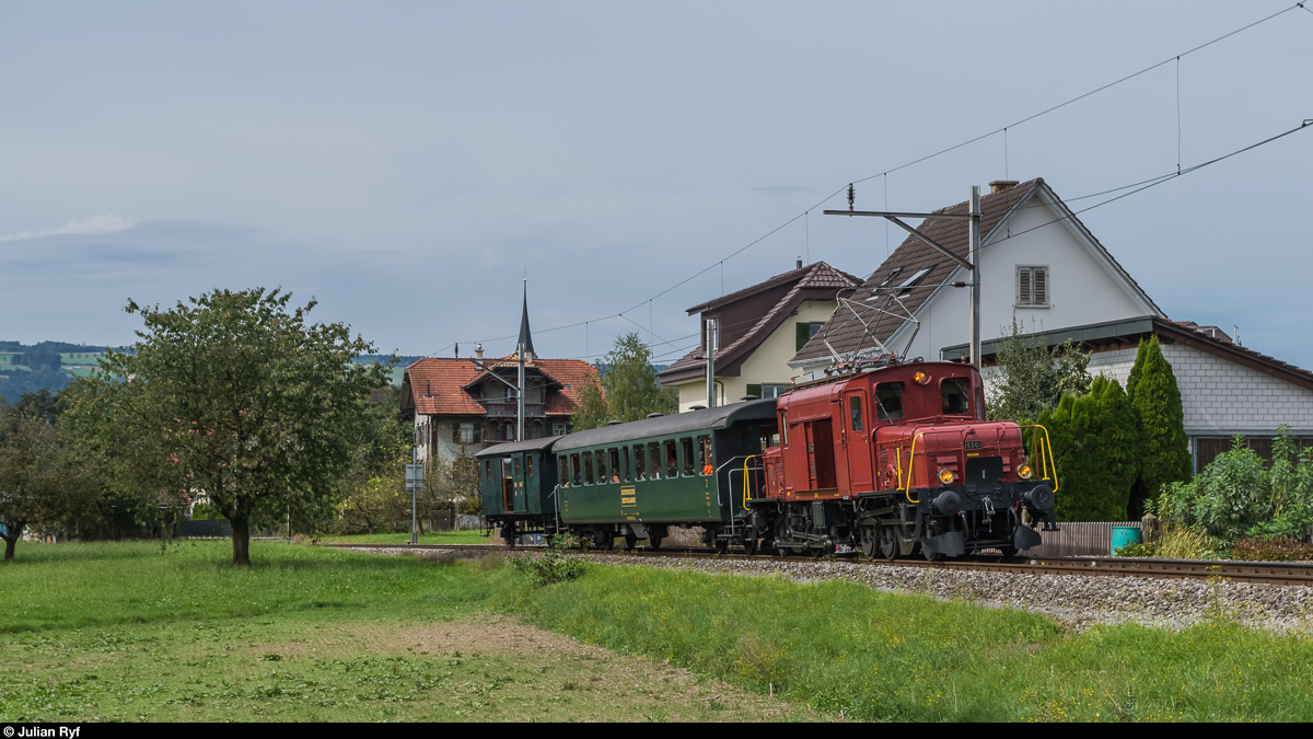 Seetal-Krokodil De 6/6 15301 am 4. September 2016 bei Hochdorf Schönau.