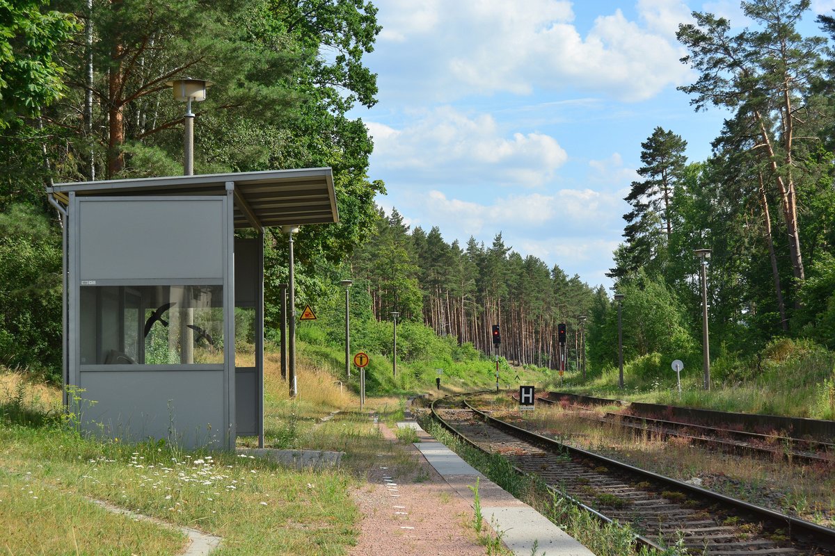 Sehr Idyllisch und ruhig ist es am Bahnhof Börnecke. Der Bahnhof ist knapp 2,5km vom Ort entfernt und liegt mitten zwischen Wald und Feldern. Bedient wird der Bahnhof von der Linie RE31 Blankenburg - Halberstadt -(Magdeburg alle 2h). Wer hier zusteigen will muss sich beim Fahrdienstleiter melden da hier nur bei Bedarf gehalten wird.

Börnecke 27.07.2019