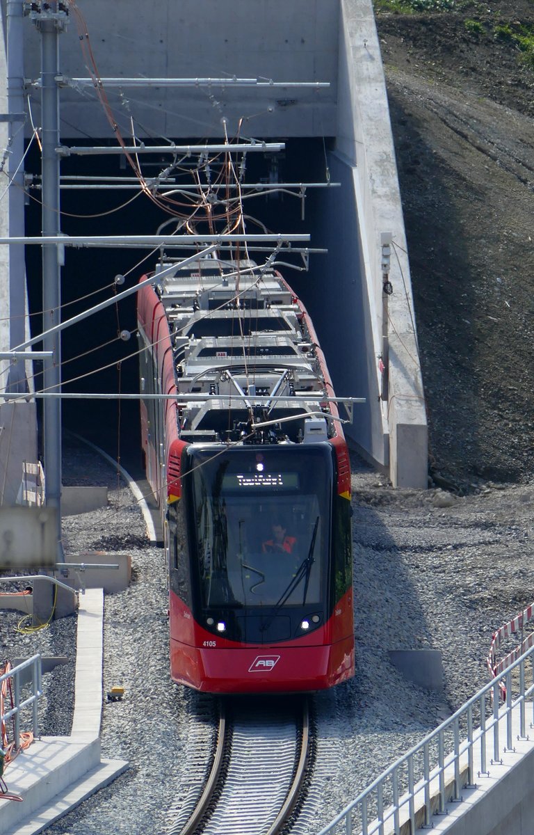 Seit dem 03.09.2018 werden die erste Testfahrten gemacht durch der Ruckhaldetunnel in St.Gallen. Tango ABe8/12 4005/4105 am 05.09.2018.