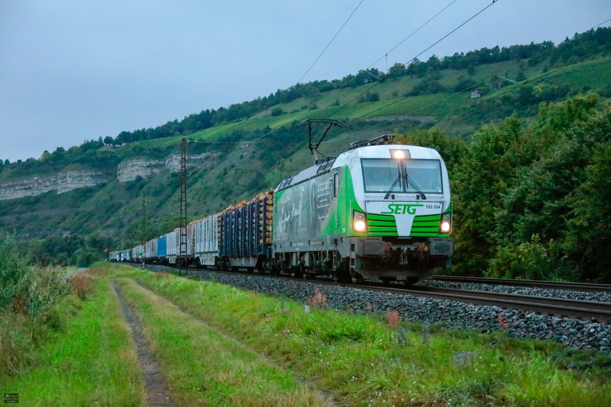 SETG 192 204  Mozart  mit Holzzug in Thüngersheim, August 2021.