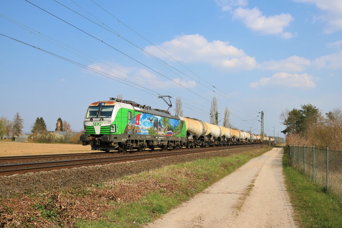 SETG Siemens Vectron 193 839-8 Alpenlok am 28.03.20 in Babenhausen mit Kesselwagen 