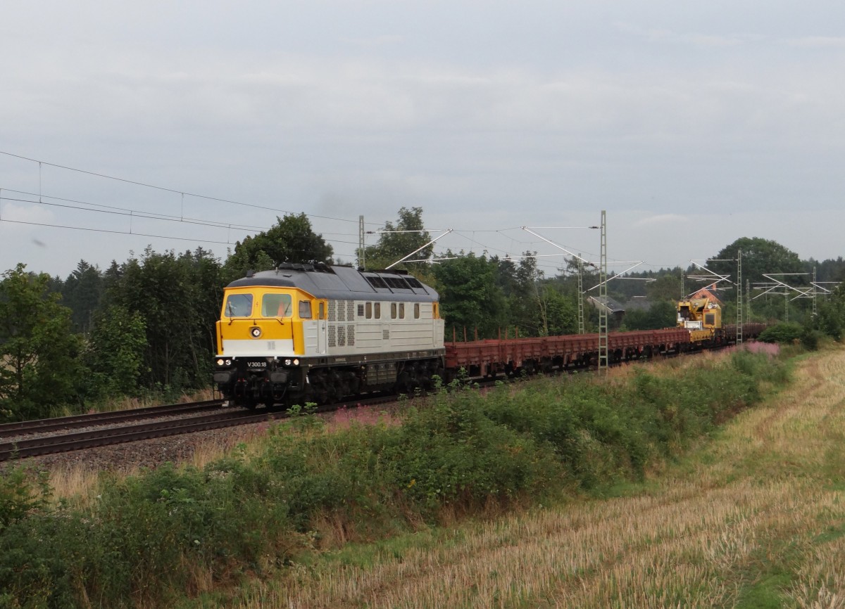 SGL V 300.18 mit einem Bauzug am 19.08.13 in Plauen/V.