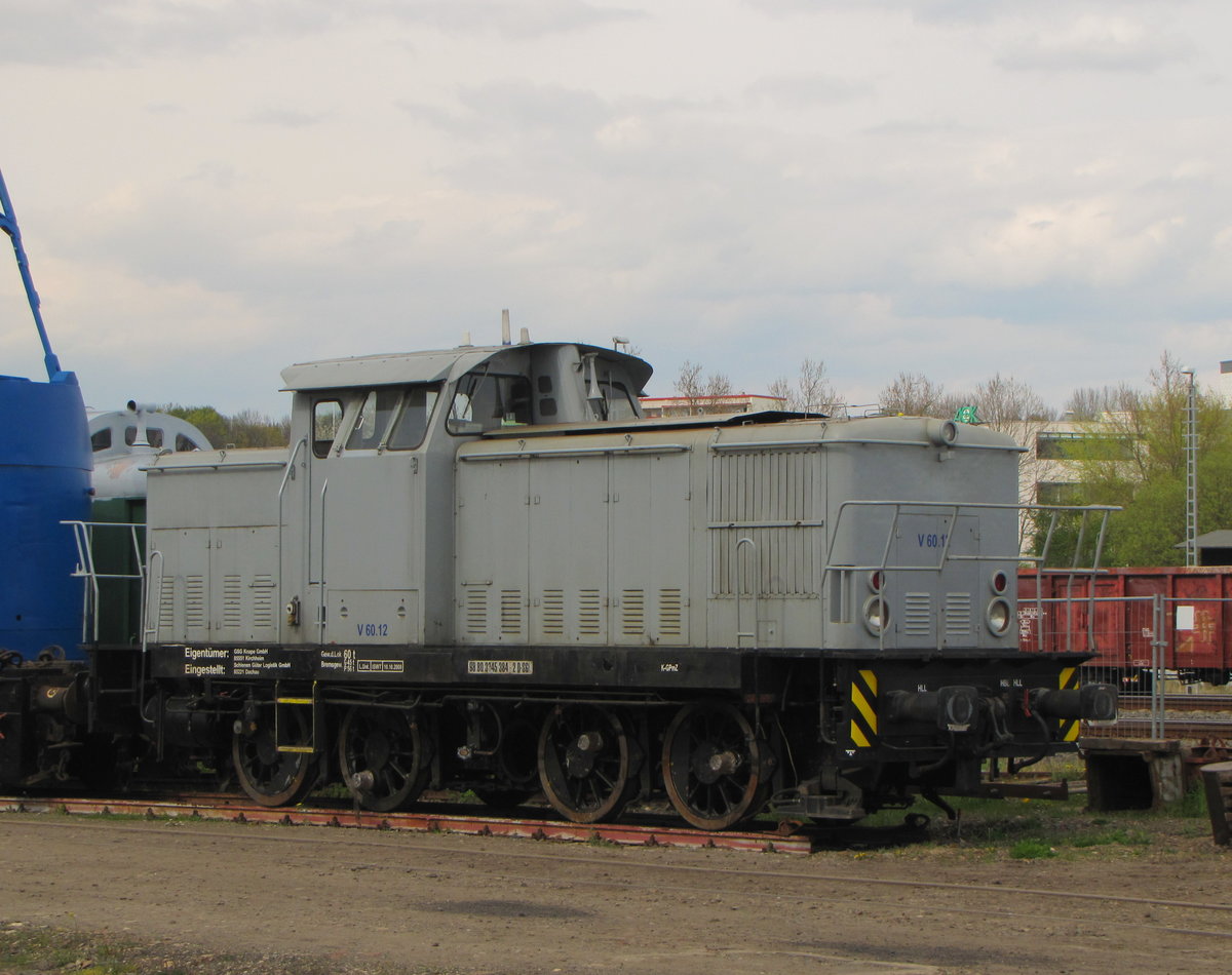 SGL V 60.12 (98 80 3345 384-2 D-SGL) am 30.04.2016 beim Eisenbahnfrühling in den Geraer Eisenbahnwelten.