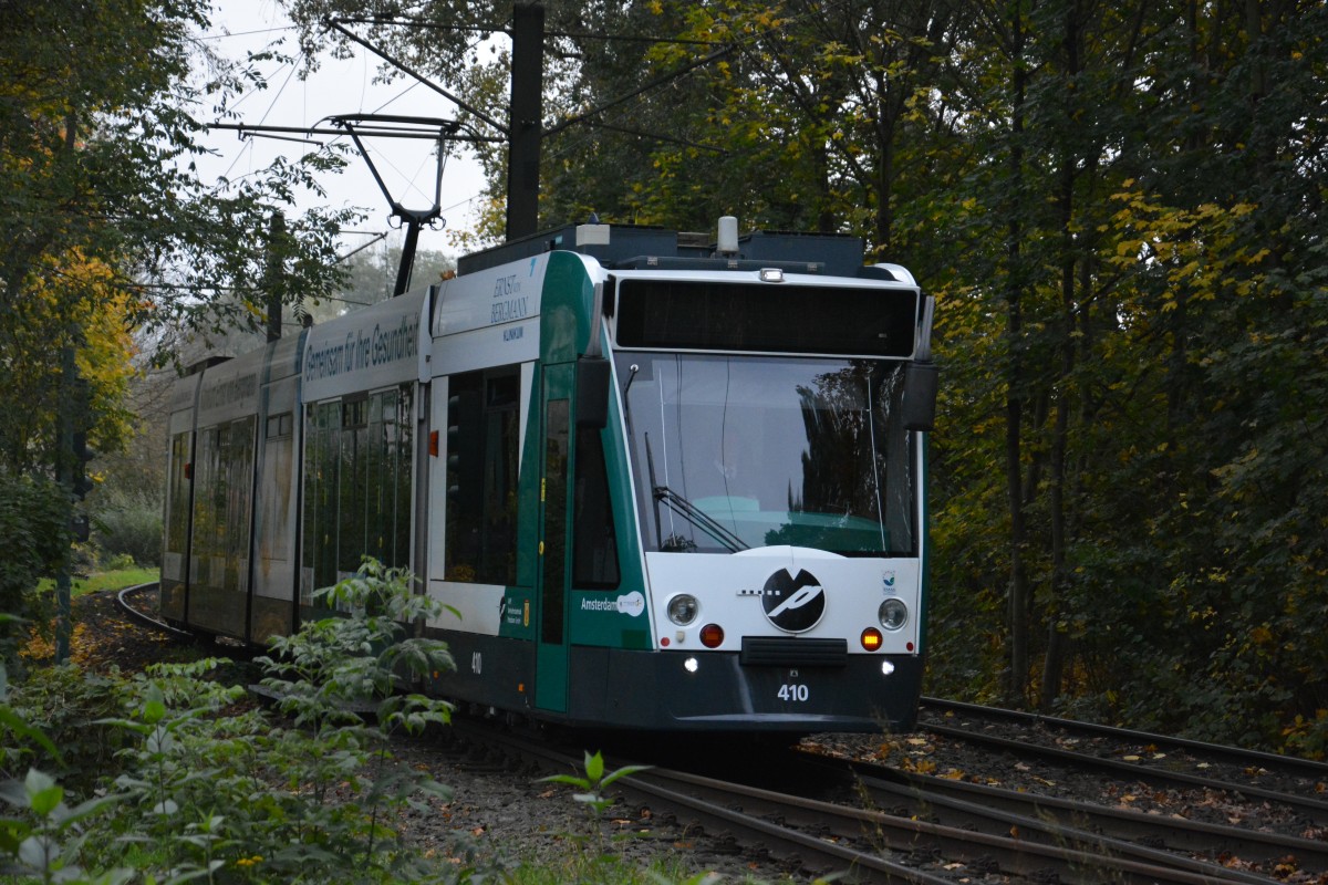 Siemens Combino 410  Amsterdam  auf der Linie 91 zum Bahnhof Rehbrücke. Aufgenommen am 25.10.2014.