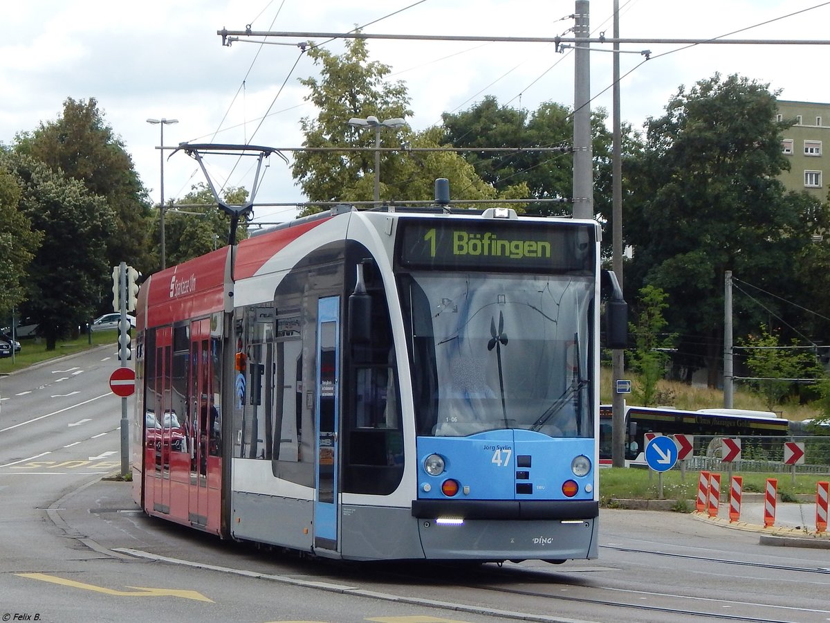 Siemens Combino NF6 Nr.47  Jörg Syrlin  der Stadtwerke Ulm in Ulm am 19.06.2018