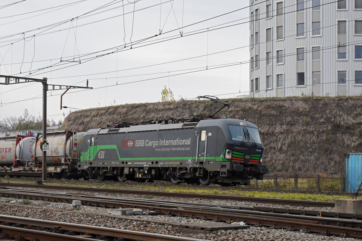 Siemens Vectron 193 256-5 durchfährt den Bahnhof Pratteln. Die Aufnahme stammt vom 28.11.2018.