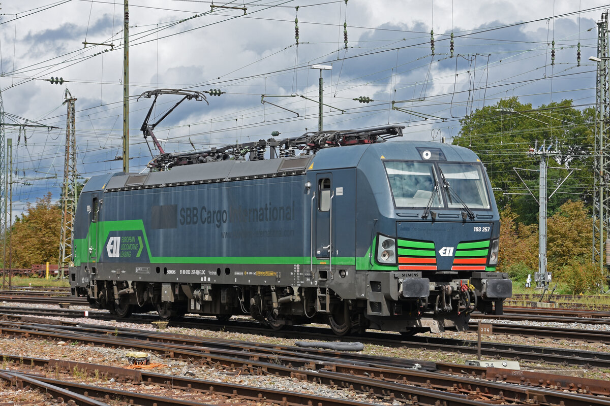 Siemens Vectron 193 257-3 durchfährt solo den badischen Bahnhof. Die Aufnahme stammt vom 10.09.2022.