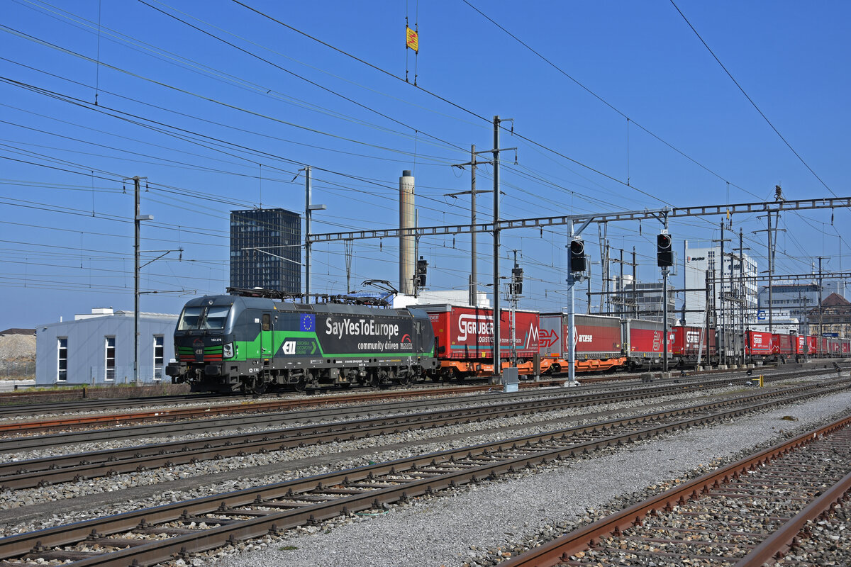Siemens Vectron 193 278-9 durchfährt den Bahnhof Pratteln. Die Aufnahme stammt vom 23.03.2022.