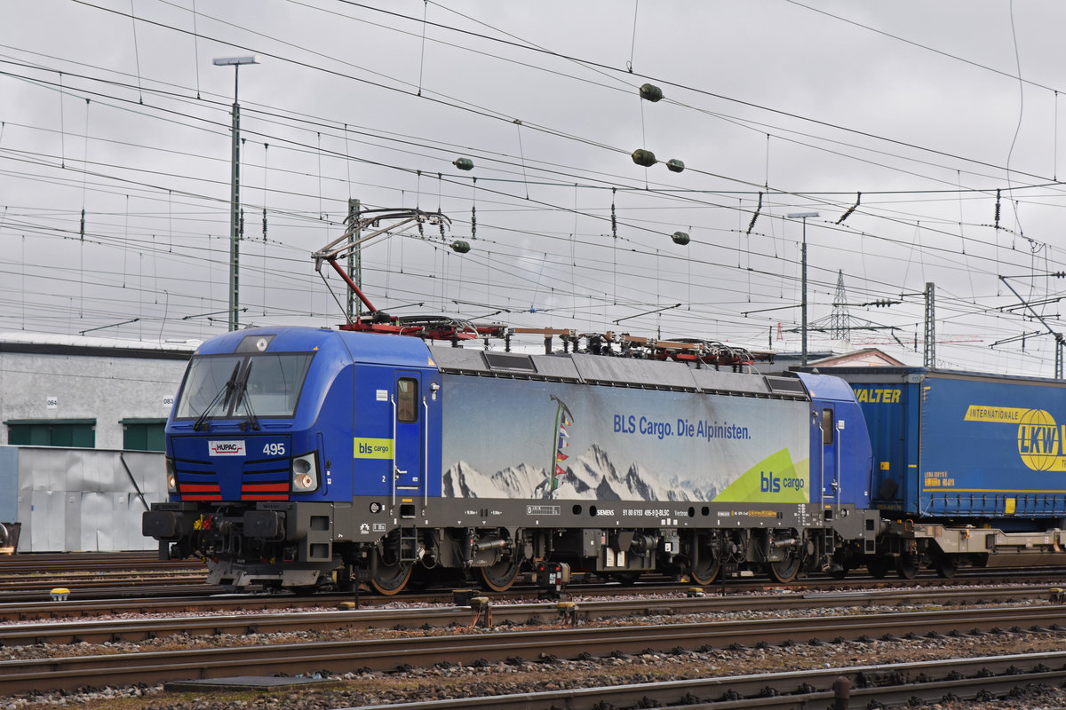 Siemens Vectron 193 495-9 durchfährt den badischen Bahnhof. Die Aufnahme stammt vom 09.01.2019.