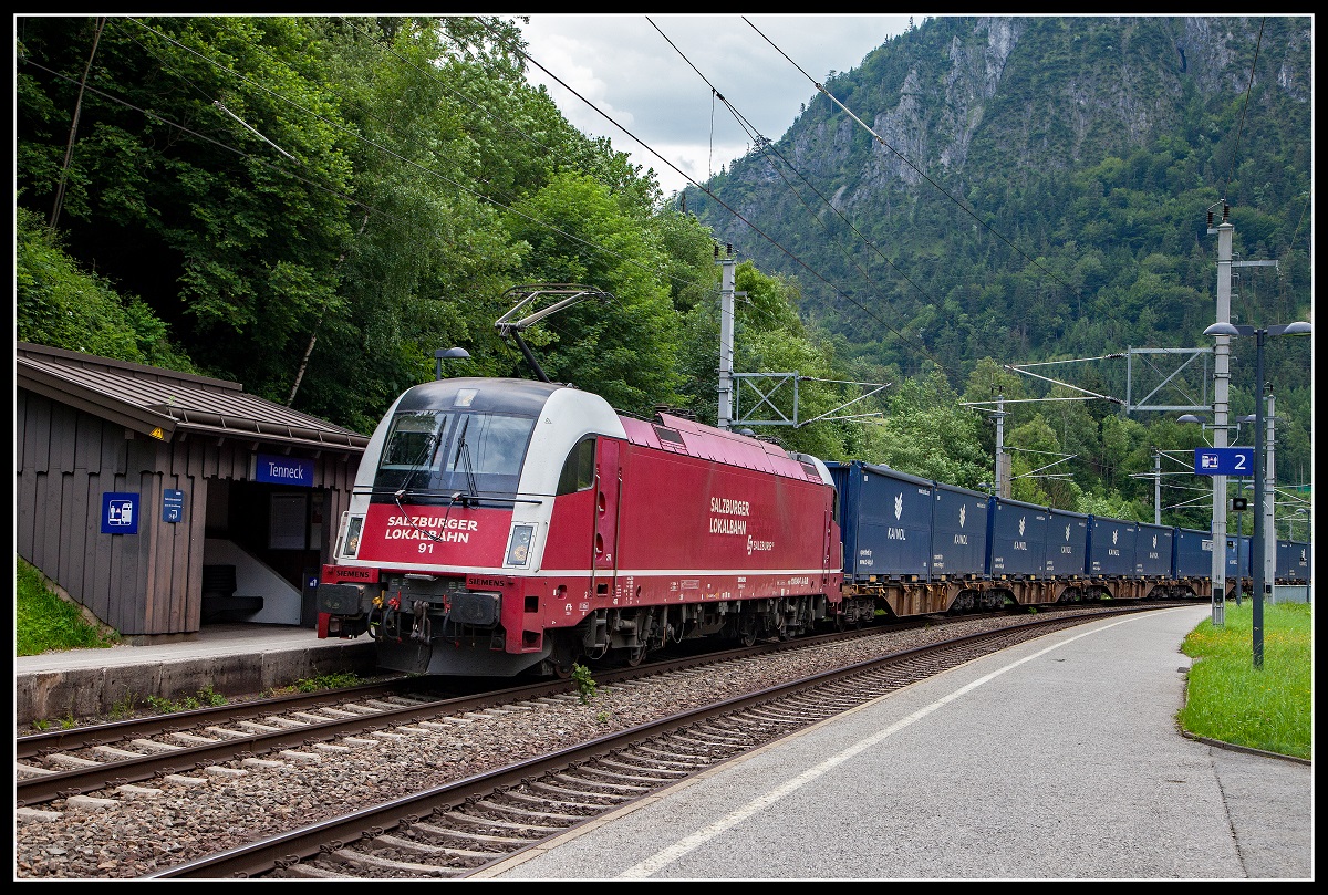 SLB91 mit dem sogenannten Kaindlzug in Tenneck am 12.06.2018.