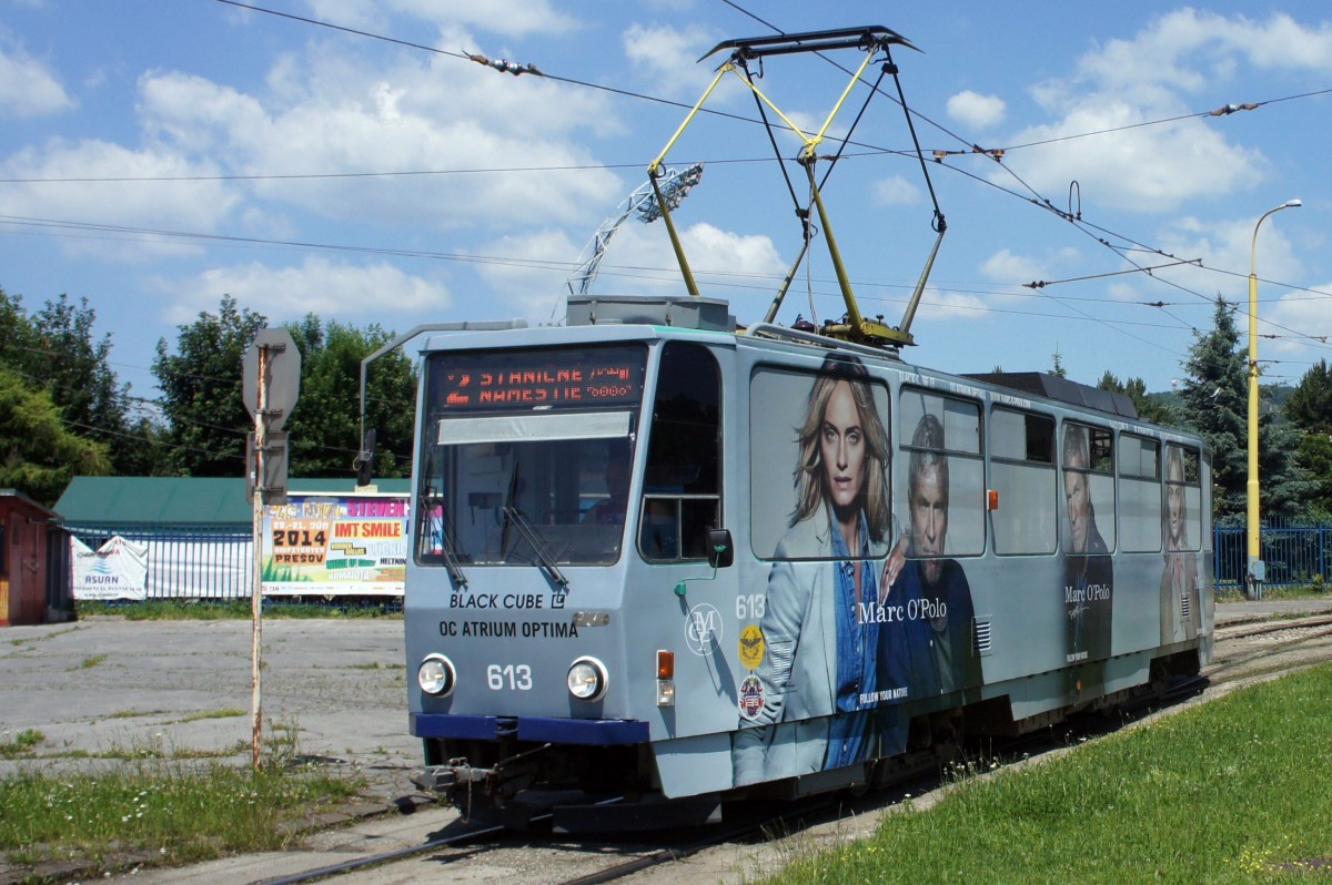 Slowakei / Straßenbahn Košice: Tatra T6A5 - Wagennummer 613 ...aufgenommen in der Endstation  Havlickova / Štadión Lokomotívy  im Juni 2014.
