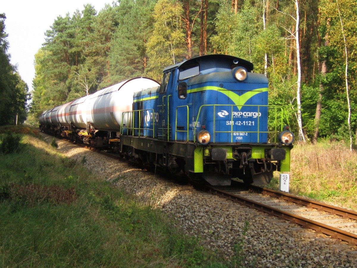 SM42-1121 mit Gaskesselwagenzug bei Popowo, 15.09.2014