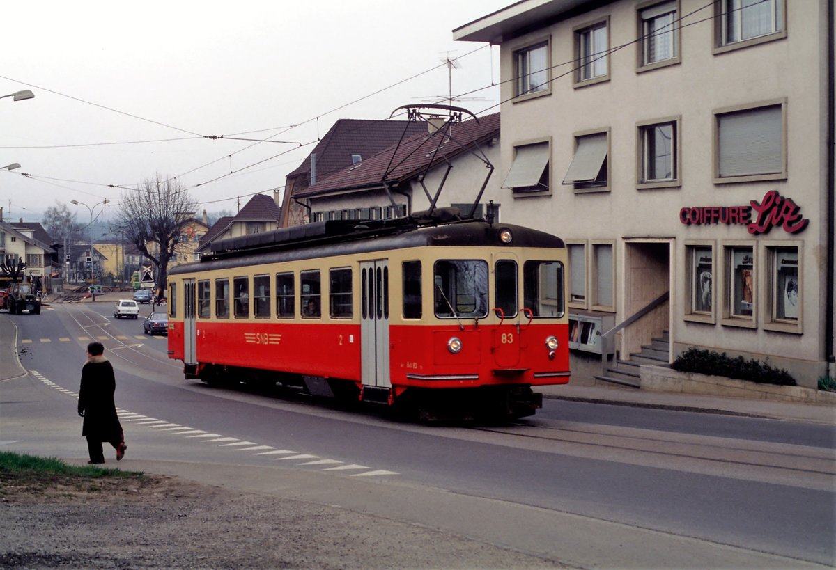 SNB, Aarwangen, April 1980. EBT, Langenthal, April 1980. Digitalisiert von einer Kodak-Folie.
