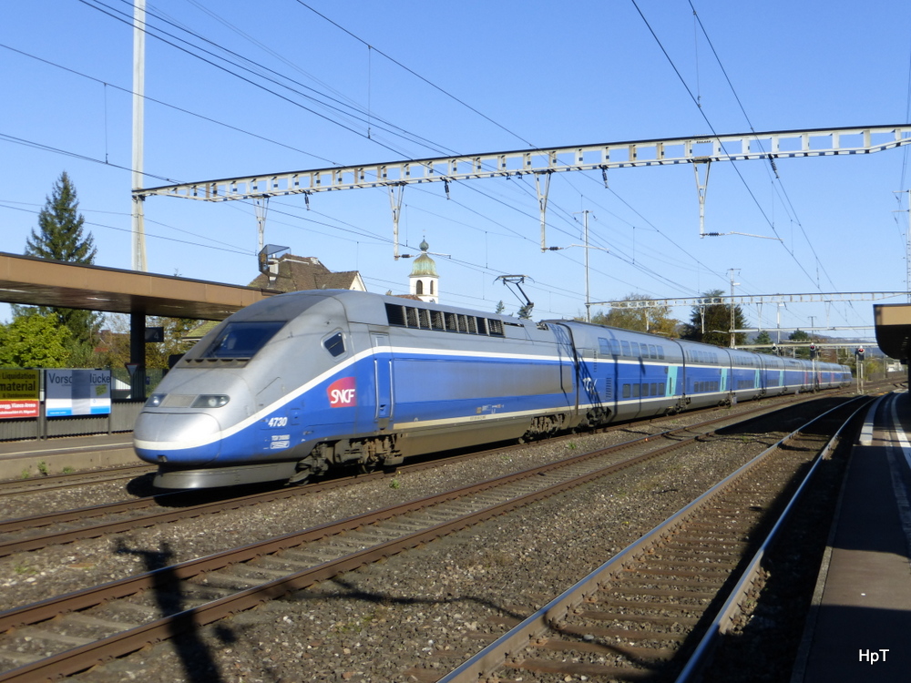 SNCF - TGV 4730 nach Zürich bei der durchfahrt in Rupperswil am 26.10.2014