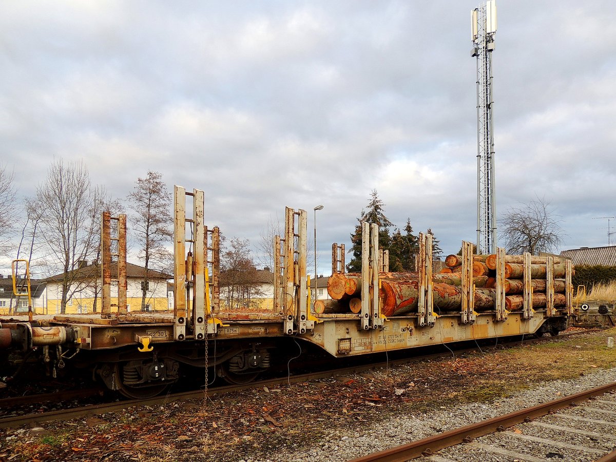 Snps 3156(SK-ZSSKC)4723154-9, wurde am Bhf. Ried von seiner Rundholzfracht teilentladen; 160201