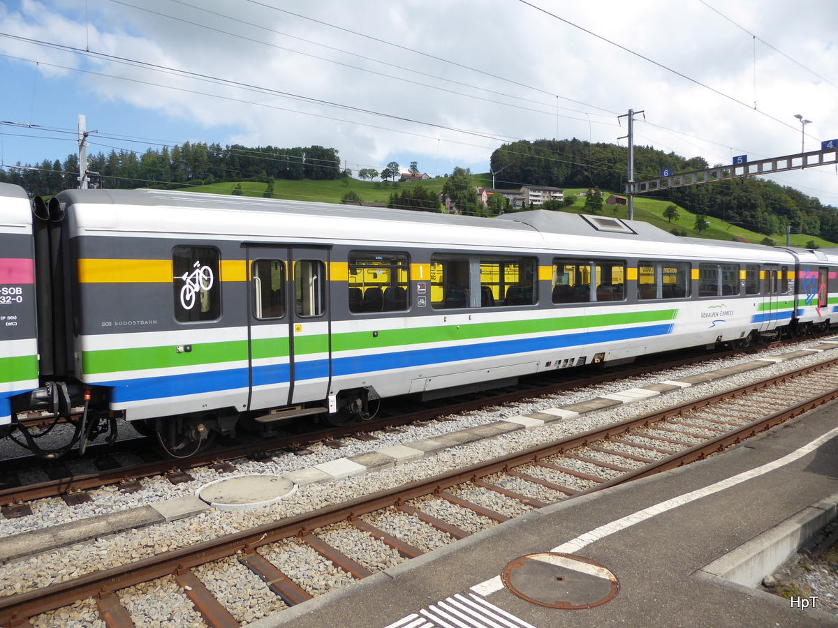 SOB - Personenwagen 1 Kl. A 50 85 18-35 715-9 abgestellt in Herisau am 24.07.2016