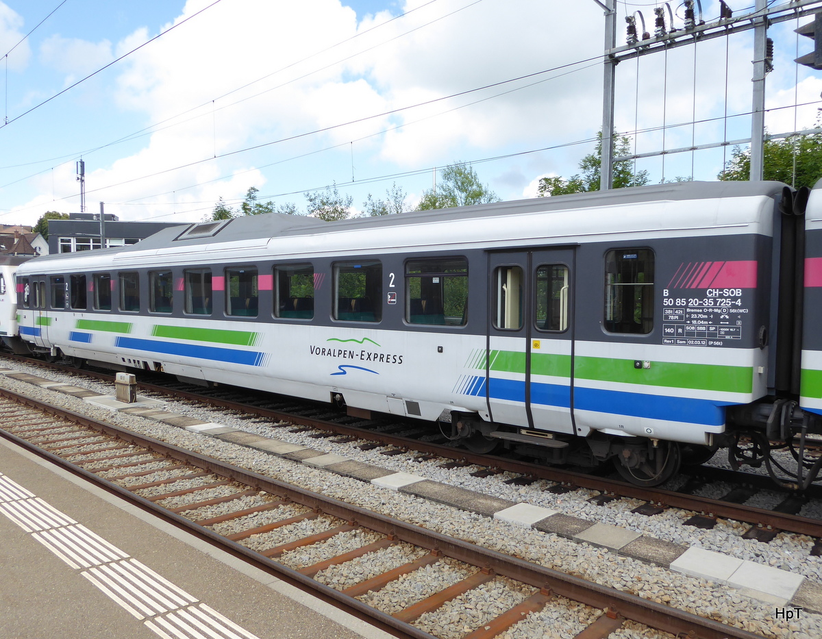 SOB - Personenwagen 2 Kl. B 50 85 20-35 725-4 abgestellt in Herisau am 24.07.2016