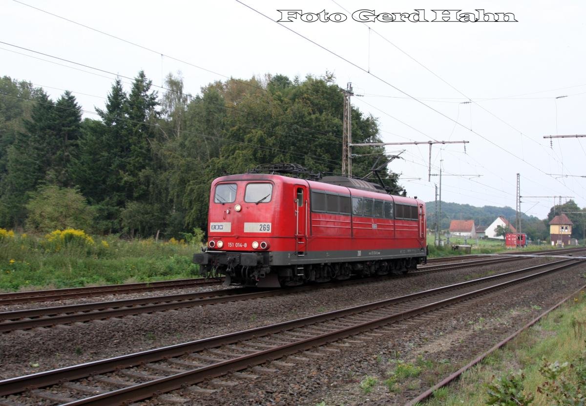 Solo fuhr am 5.9.2014 RBH 269 ex. DB 151014 durch Westerkappeln - Velpe in Richtung Ibbenbüren.