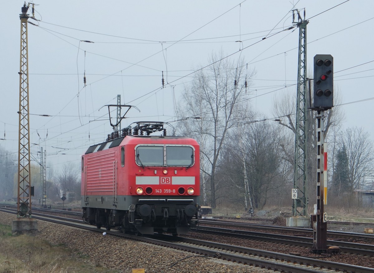 Solo unterwegs war 143 359. Leipzig-Thekla 21.03.2015.