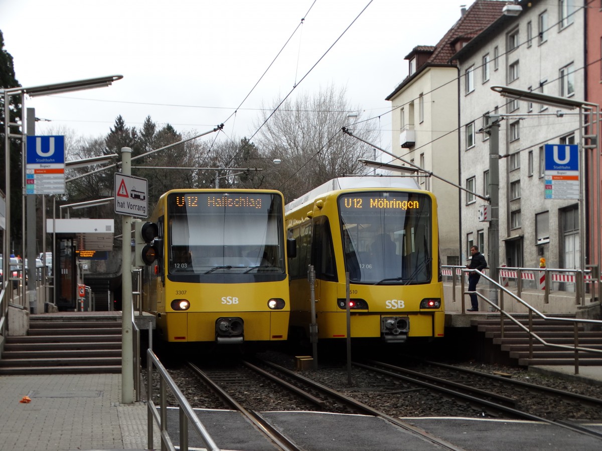 SSB DT8 3307 und DT8.12 3533 am 13.02.16 in Stuttgart Bopser