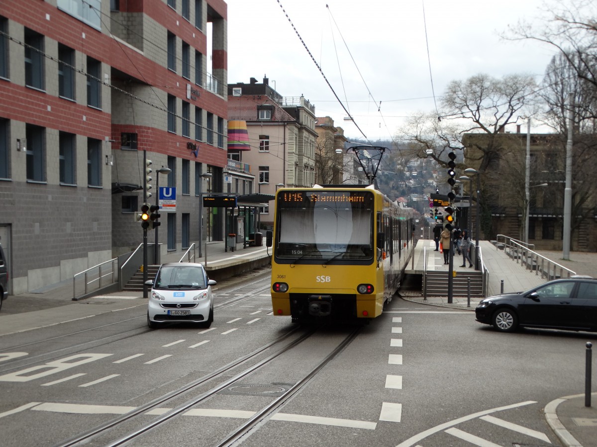 SSB DT8 Wagen 3061 am 13.02.16 in Stuttgart Eugensplatz