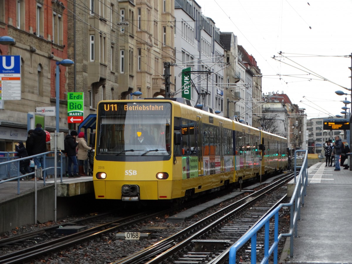 SSB DT8 Wagen 3315 am 13.02.16 in Stuttgart Stöckach