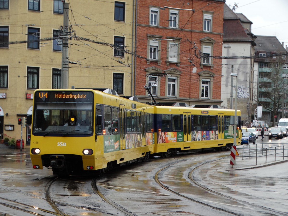 SSB DT8 Wagen 4128 am 13.02.16 in Stuttgart Stöckach