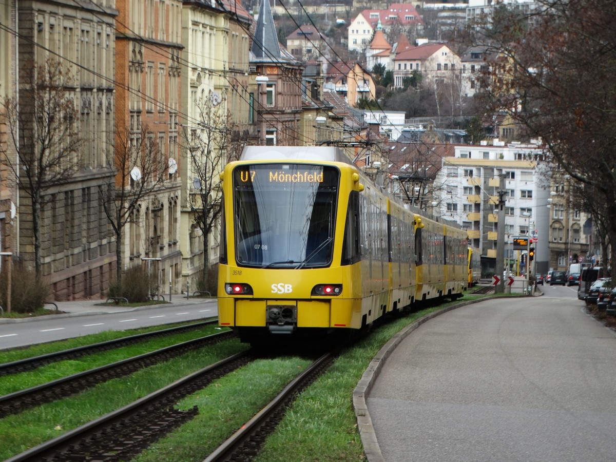 SSB DT8.12 Wagen 3518 am 13.02.16 in Stuttgart Bopser
