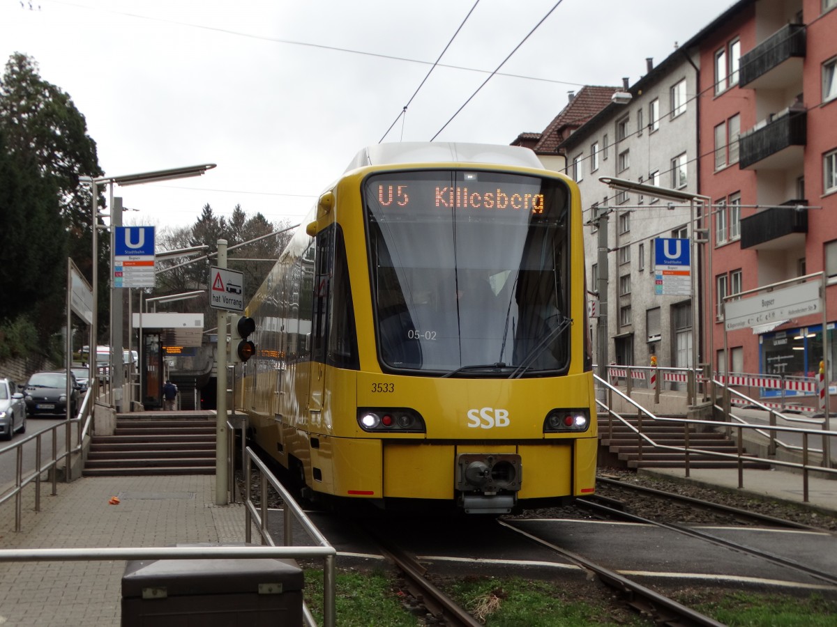 SSB DT8.12 Wagen 3533 am 13.02.16 in Stuttgart Bopser