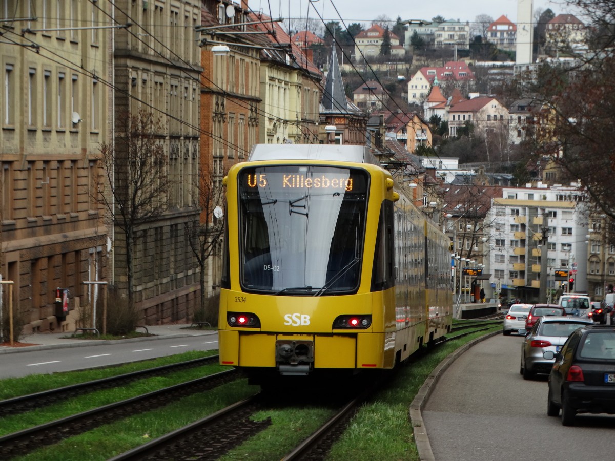 SSB DT8.12 Wagen 3534 am 13.02.16 in Stuttgart Bopser