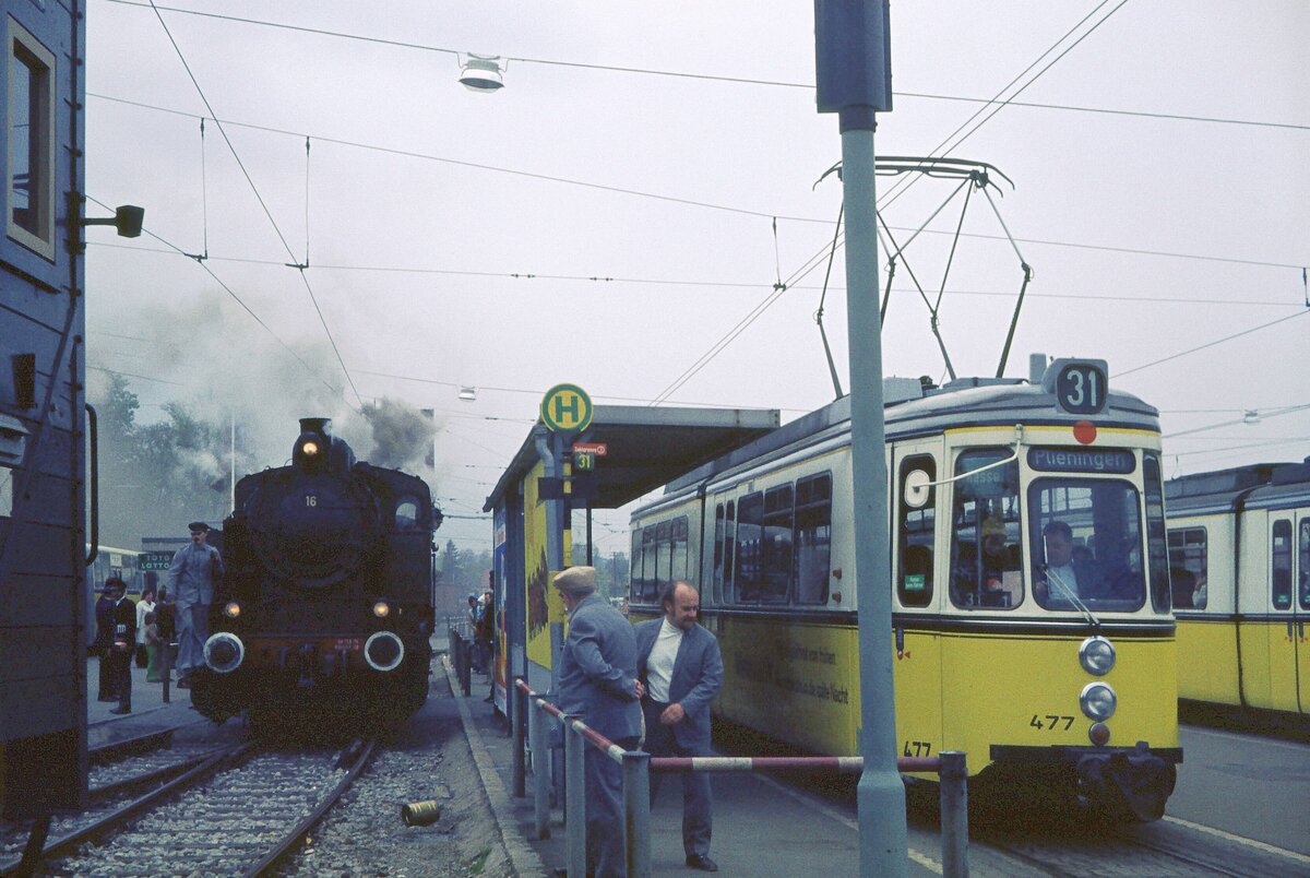 SSB Filderbahn Bf. S-Möhringen Lok 16 der GES + 31er[477] 04-05-1975