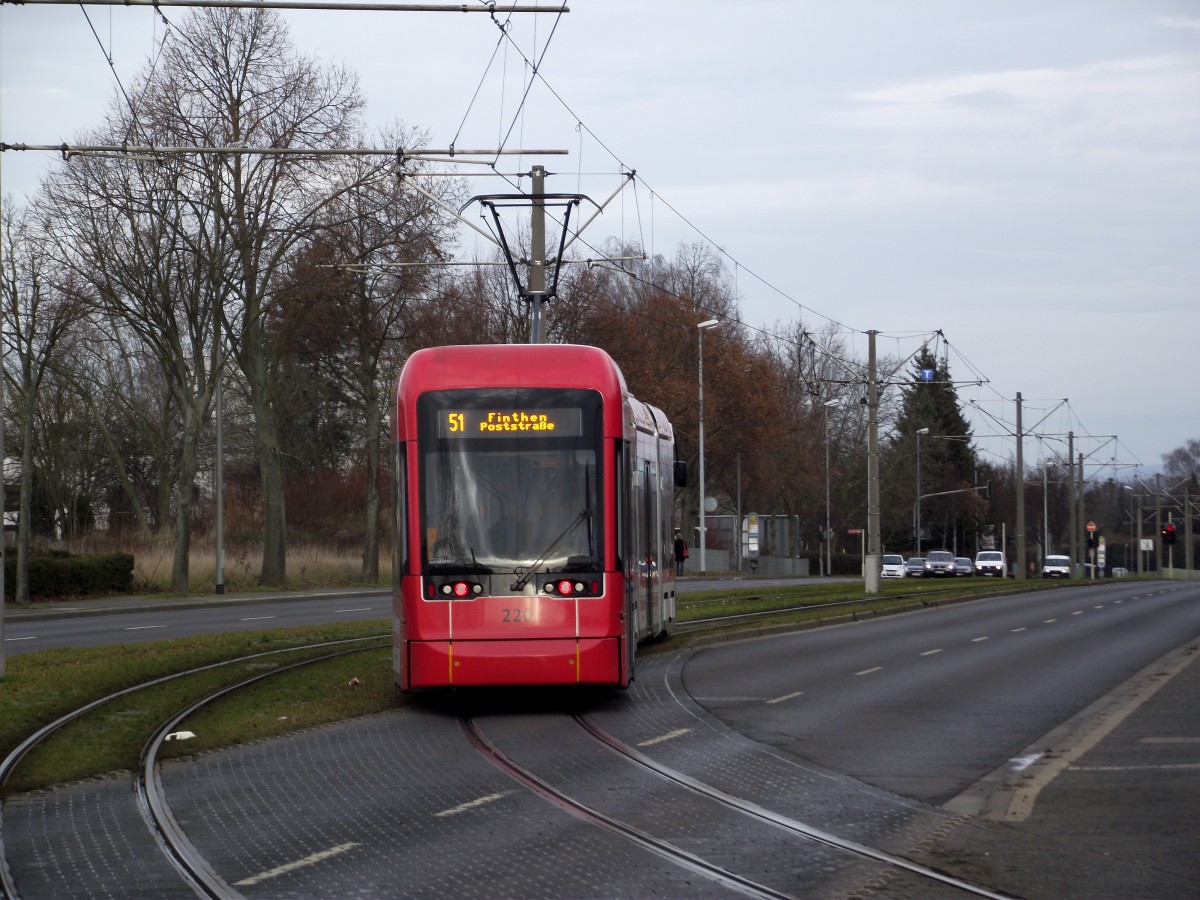 Stadler Variobahn 220 der MVG am 09.01.14 in Mainz