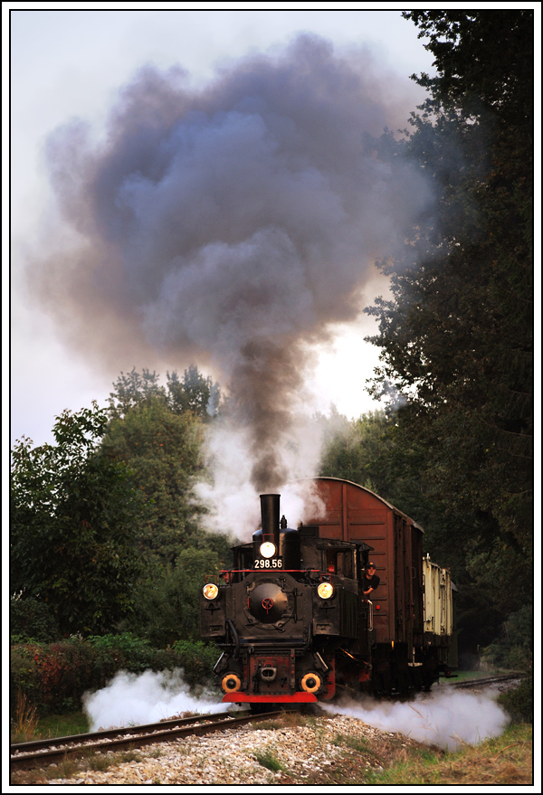 Stainzerbahn, wie sie frher einmal tagtglich gefahren ist, am 25.9.2013 nchst Stallhof kurz vor Stainz.